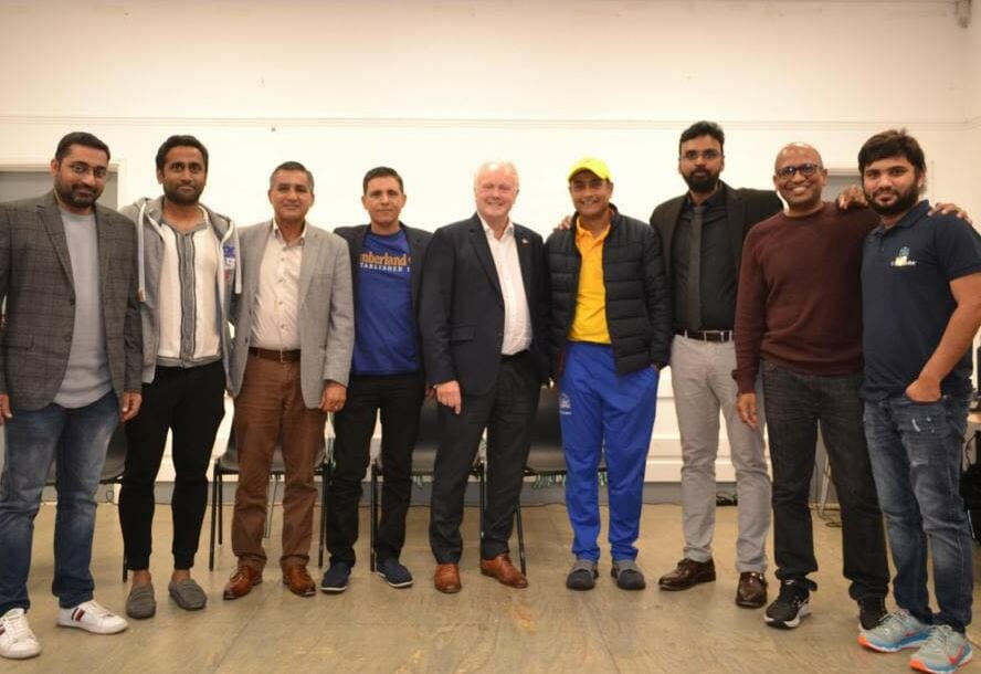 Cllr Clive Jones, Liberal Democrats parlimentary candidate for Wokingham; Deep Dasgupta, former Indian international cricketer; and Bobby Malik, former Pakistani professional cricketer were among the invited guests. Picture: Reading United Cricket Club