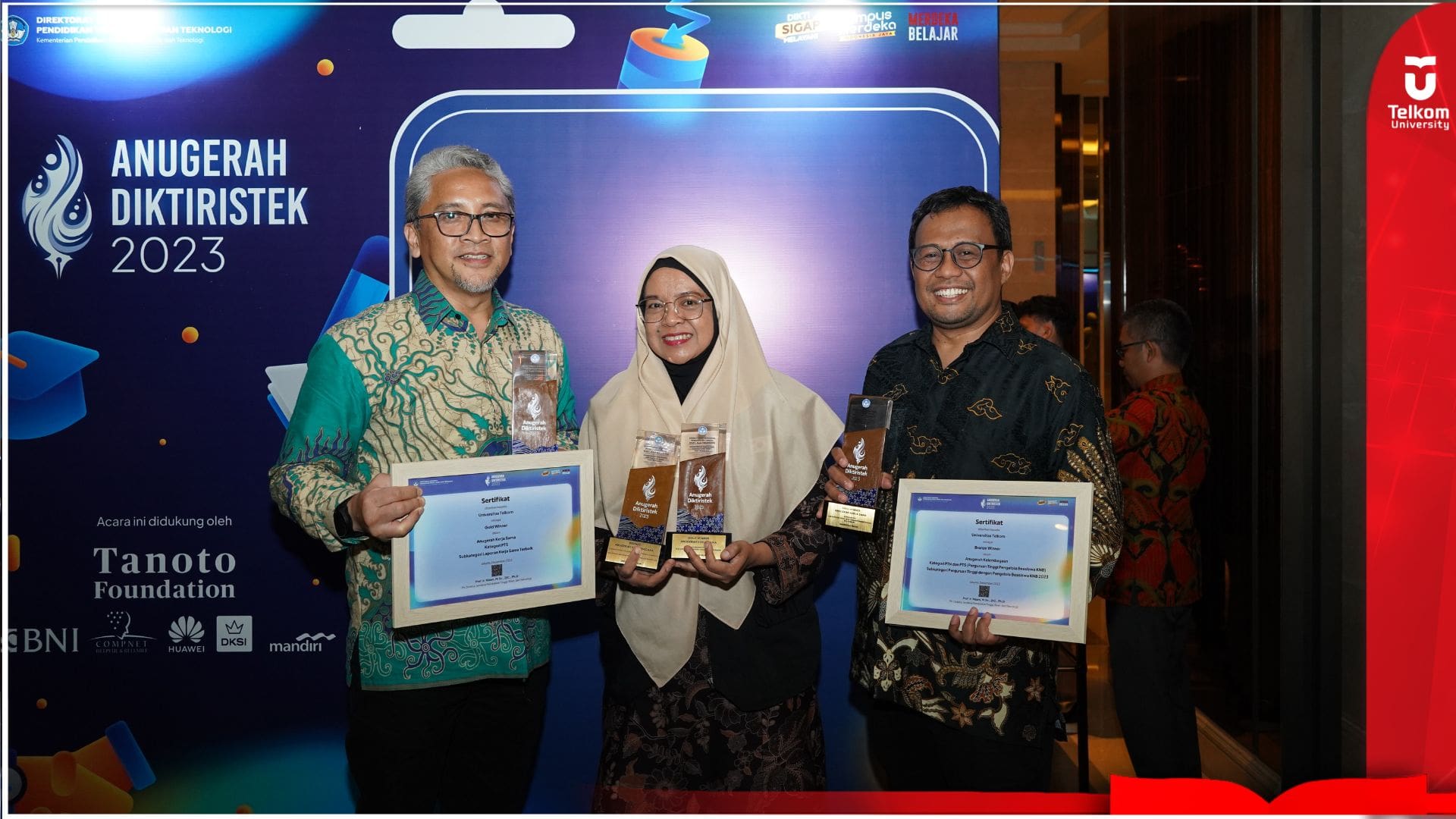 Tel-U Borong Tujuh Penghargaan Bergengsi di Anugerah Diktiristek 2023 