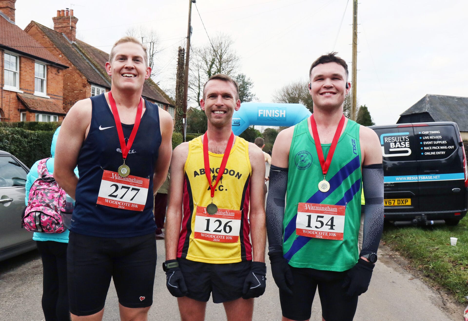 The first three back in the 2024 Woodcote 10k: 3rd Lachlan Arthur, 1st Cameron Weir & 2nd is Callum Evans Picture: Dijana Capan/DVision Images