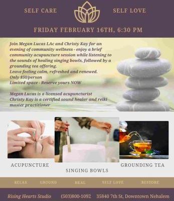 Self Care Community Wellness Event- February 16th, 6:30 PM at Rising Hearts Studio