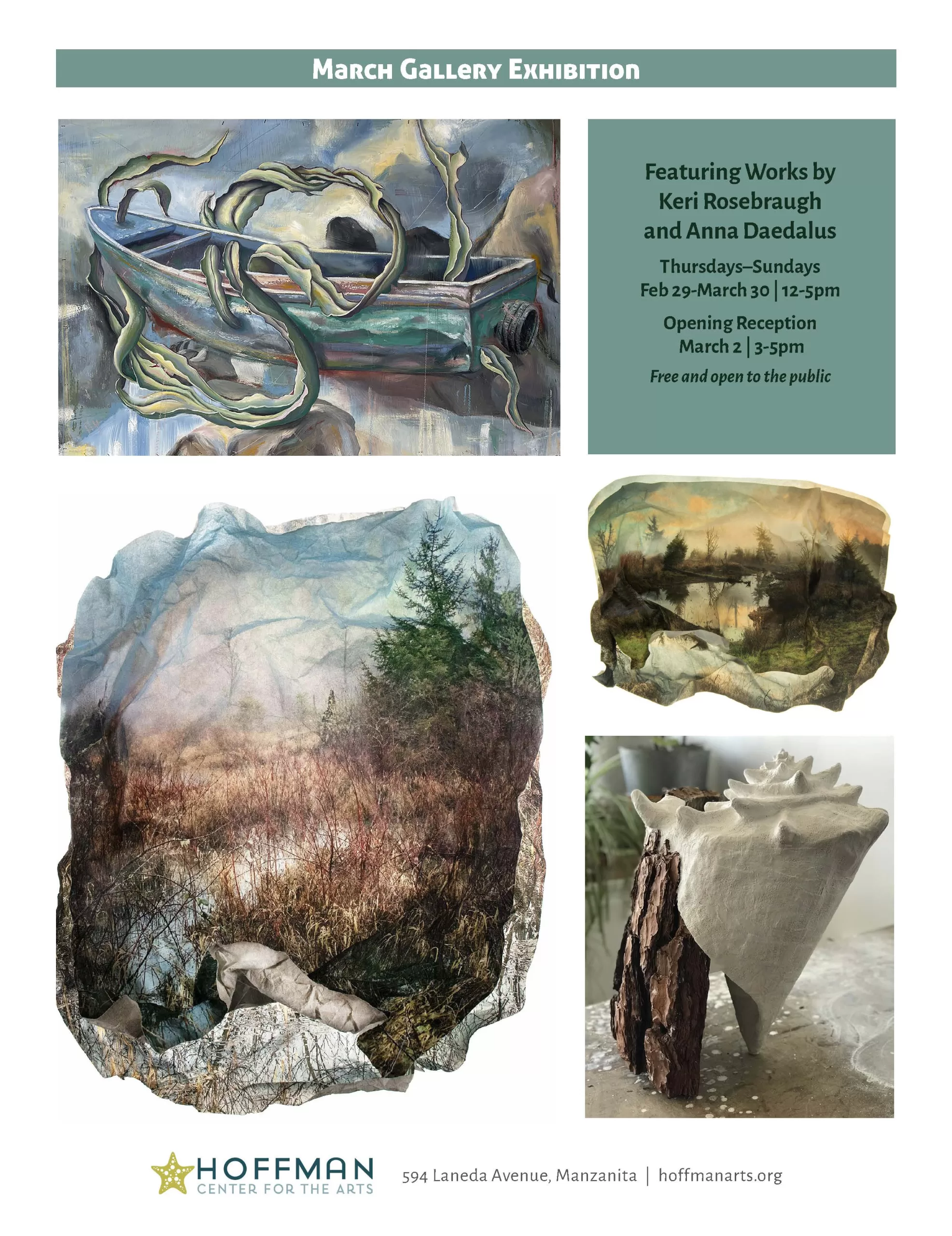 HOFFMAN CENTER FOR THE ARTS GALLERY SHOW IN MARCH FEATUREs KERI ROSEBRAUGH AND ANNA DAEDALUS; ARTISTS RECEPTION MARCH 2nd