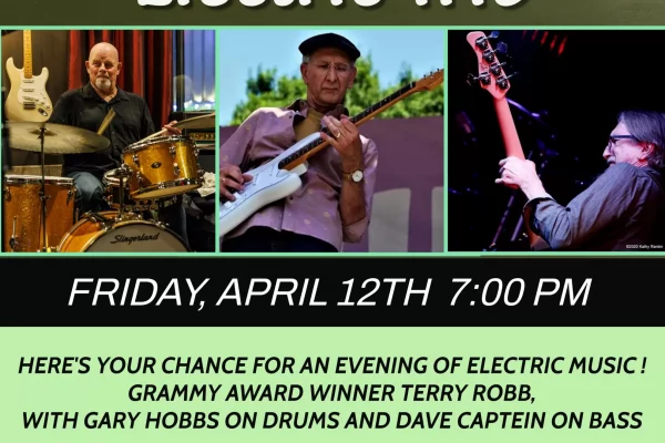 Terry Robb Electric Trio at North County Recreation District Performing Arts Center April 12th